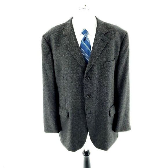 Joseph & Feiss Tweed Wool 3 Button Sport Coat 46R Green Blue Check International - Picture 3 of 10